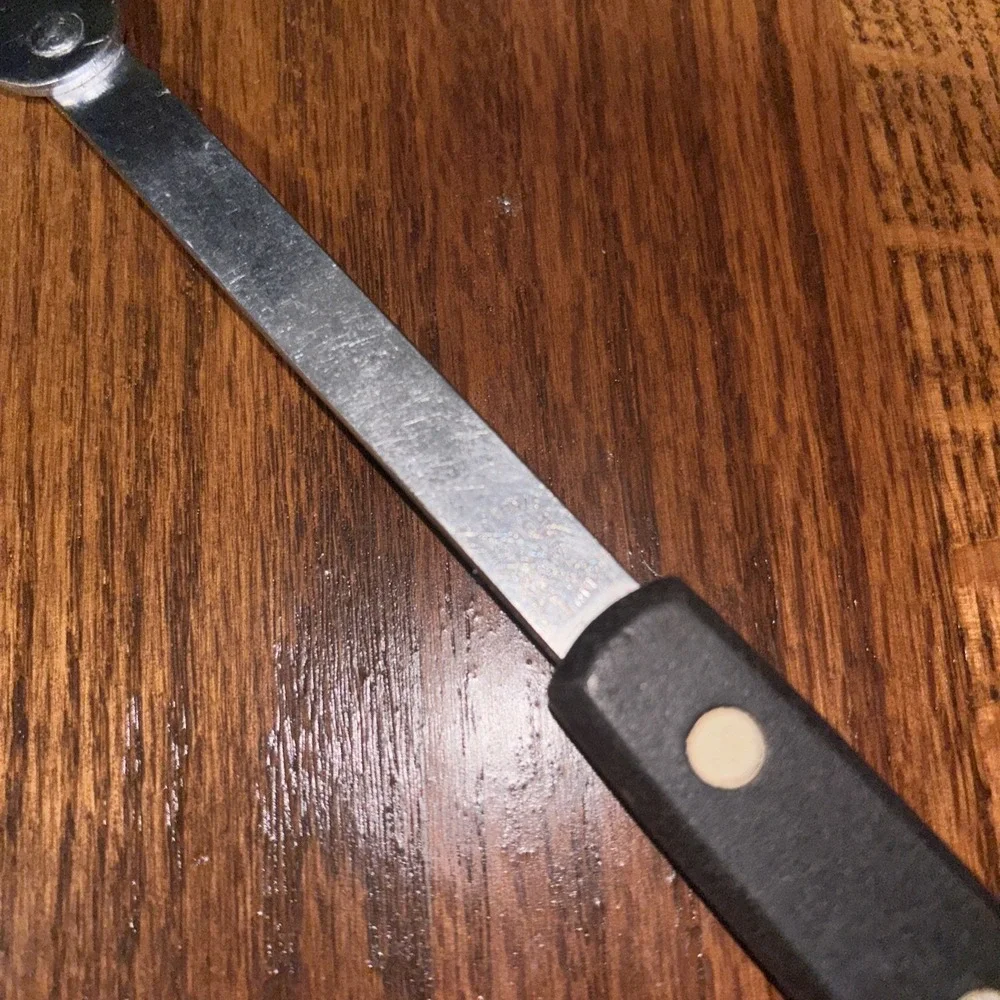 Vtg Ekco Forge Meat Fork Carving Serving 11.5 Black Riveted Handle Stainless USA